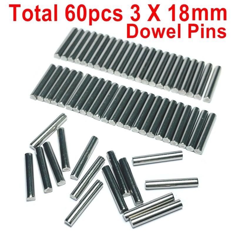 ZDingTech 60pcs 3mm x 18mm Dowel Pins,3mm Metal Dowel pins M3 3mm Shelf Pegs,Support Shelves,3mm x 18mm Metal Rod.304 Stainless Steel Wood Bunk Bed pegs - Image 2